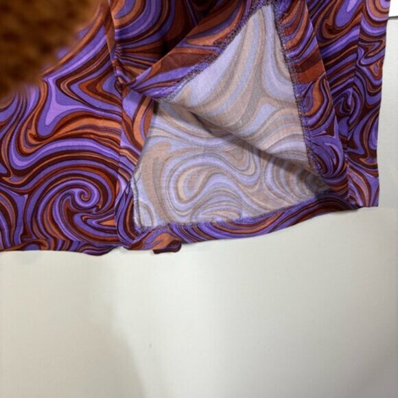 Zara Women Small Pants Purple Brown Swirl High Rise Retro Hippie Flared 60-70’s - Picture 12 of 12